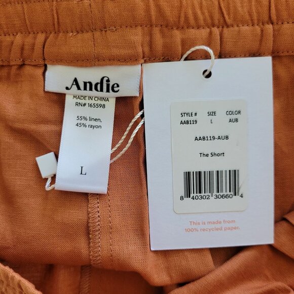 Andie The Graciosa Linen Blend Shorts Sunset Womens Size L Chic Summer NWT - Picture 3 of 6